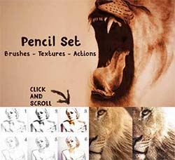PS笔刷－140支铅笔效果(含52张高清底纹素材)：Pencil Set
